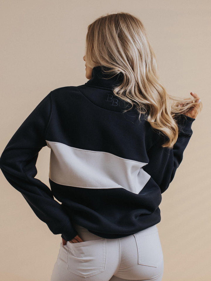 Cliff Road Unisex Quarter Zip - Navy - Beaumont &amp; Bear