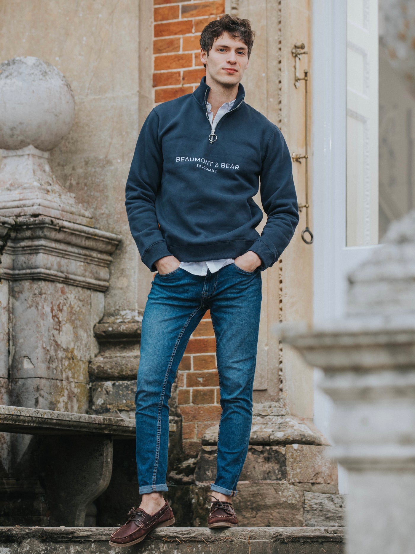 Kingswear Unisex Quarter Zip - Washed Navy