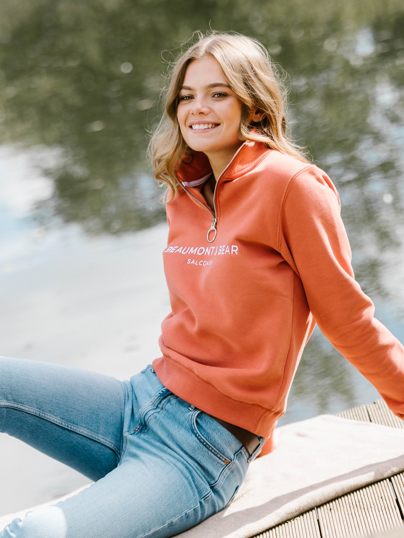 Orange quarter zip sales pullover