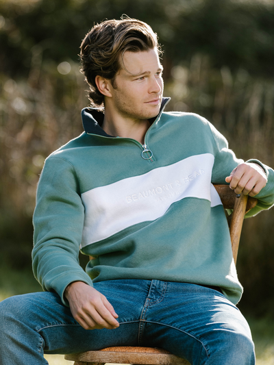 Cliff Road Unisex Quarter Zip - Sea Green