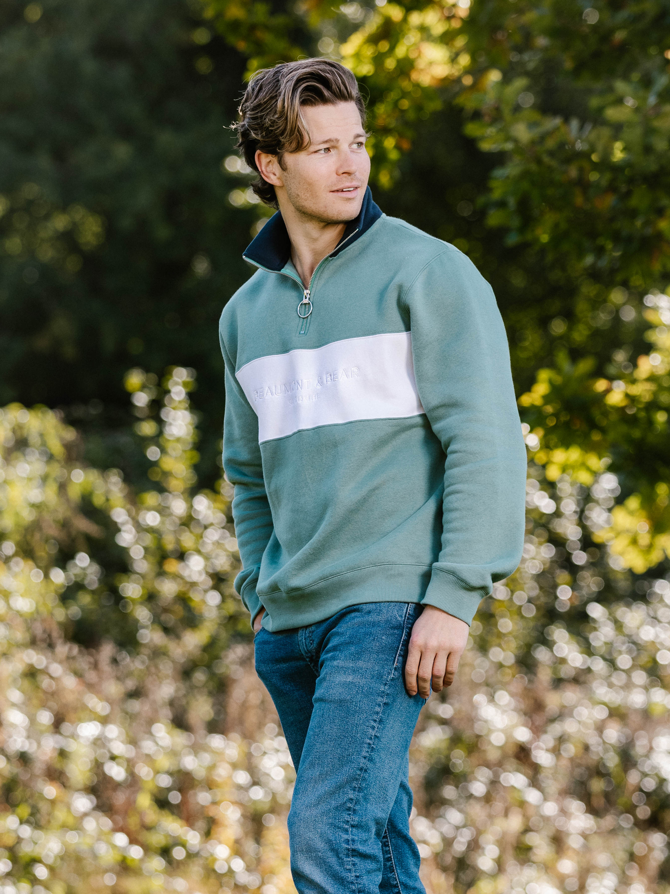 Cliff Road Unisex Quarter Zip - Sea Green